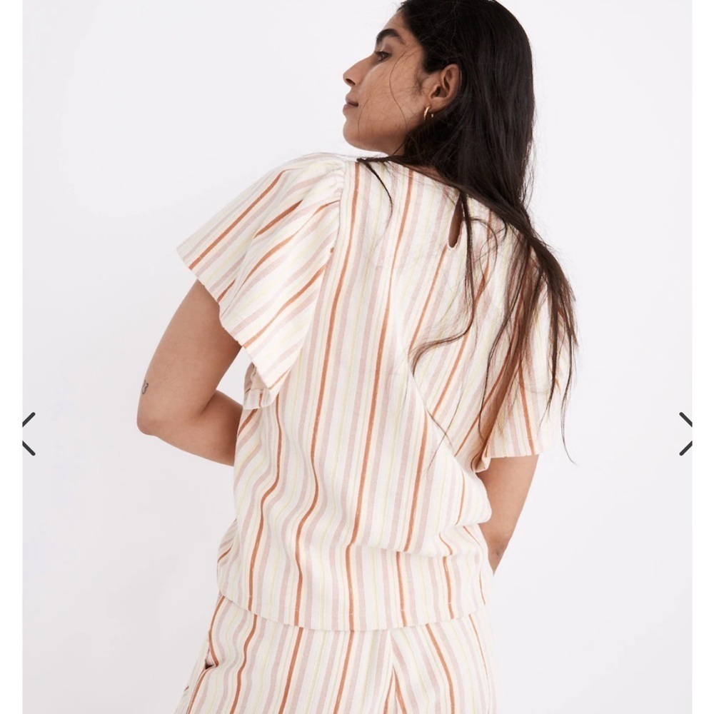 Madewell Textured Stripe Flutter Sleeve Top - image 3